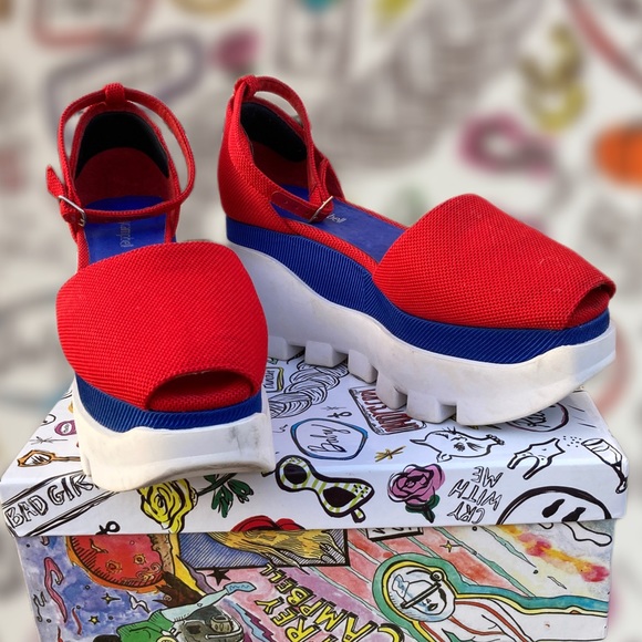 Free People Jeffrey Campbell Emery Flatform, 9 Red White Blue $135 preloved - Picture 5 of 12